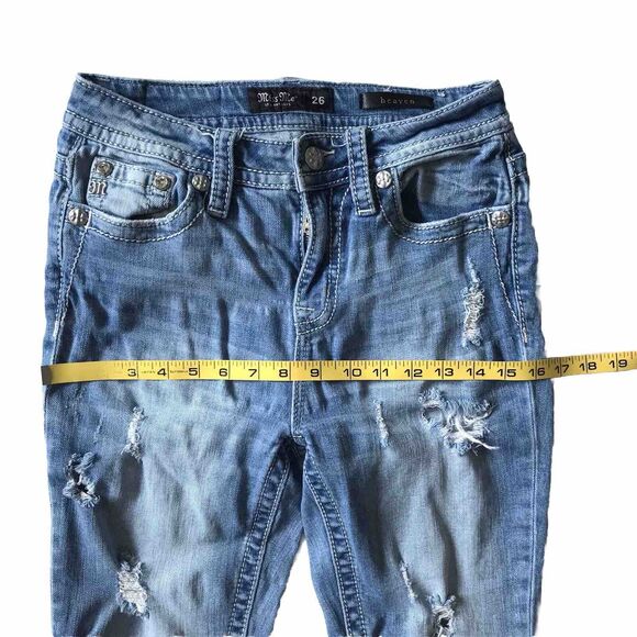 Miss Me Jeans Women 26 Destroyed HighRise Ankle Skinny Embellished Pockets 26x28 - Picture 13 of 13